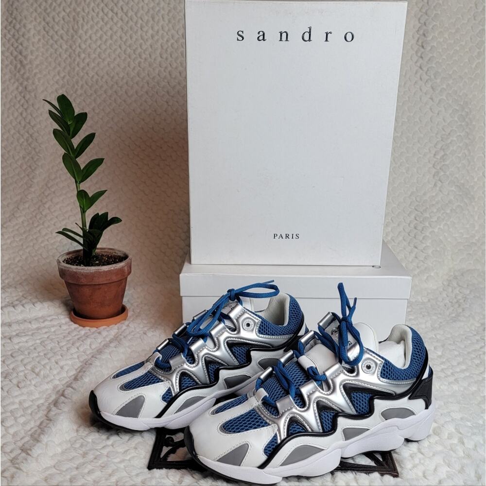 NIB Sandro Atomic Sneakers in Blue, Sz 40 / US 7M / 9W